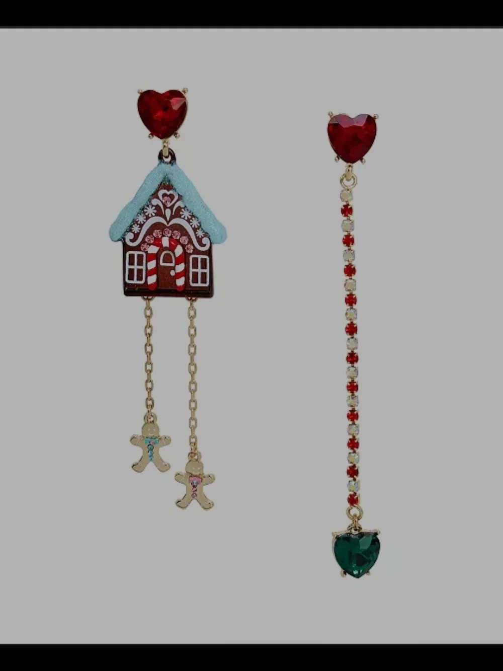 Betsey Johnson Holiday Jingle Bell Bling Gingerbread Earrings